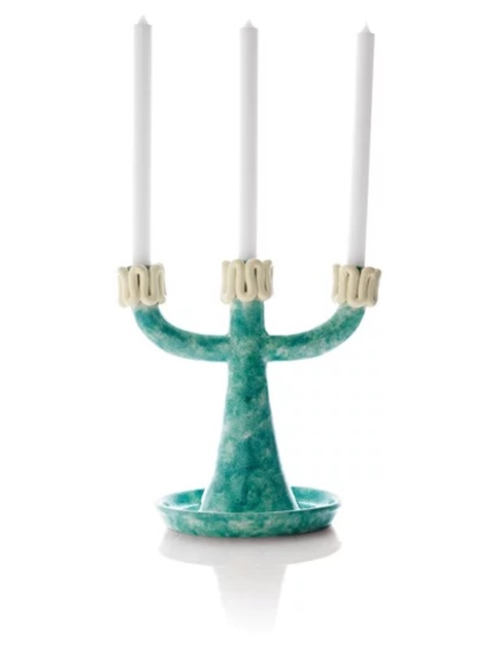 Turquoise Marble Three-Arm Candle Holder